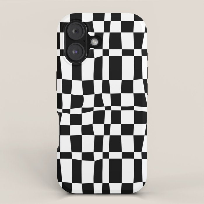 Retro black and white chackered pattern  iPhone Case Gallery Image 1
