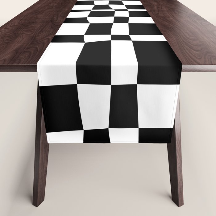 Retro black and white chackered pattern  Table Runner Gallery Image 1