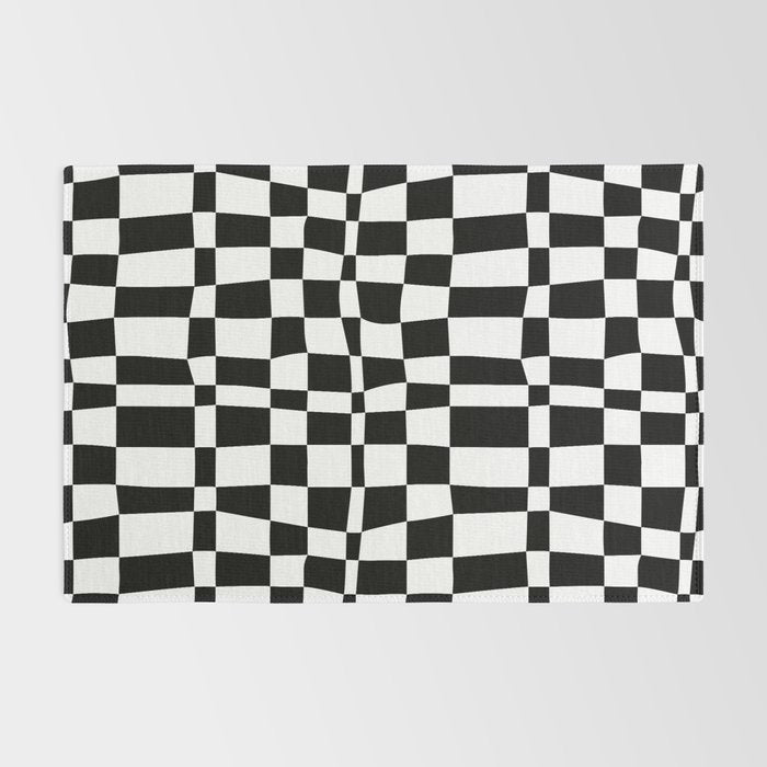 Retro black and white chackered pattern  Rug Gallery Image 2