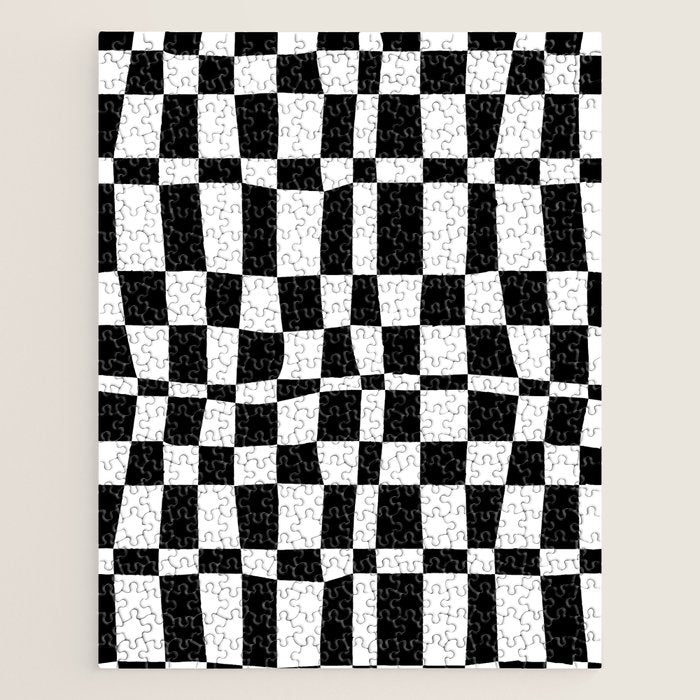 Retro black and white chackered pattern  Jigsaw Puzzle Gallery Image 1