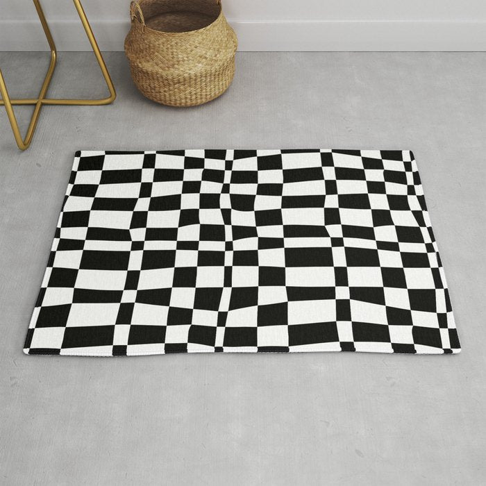 Retro black and white chackered pattern  Rug Gallery Image 1