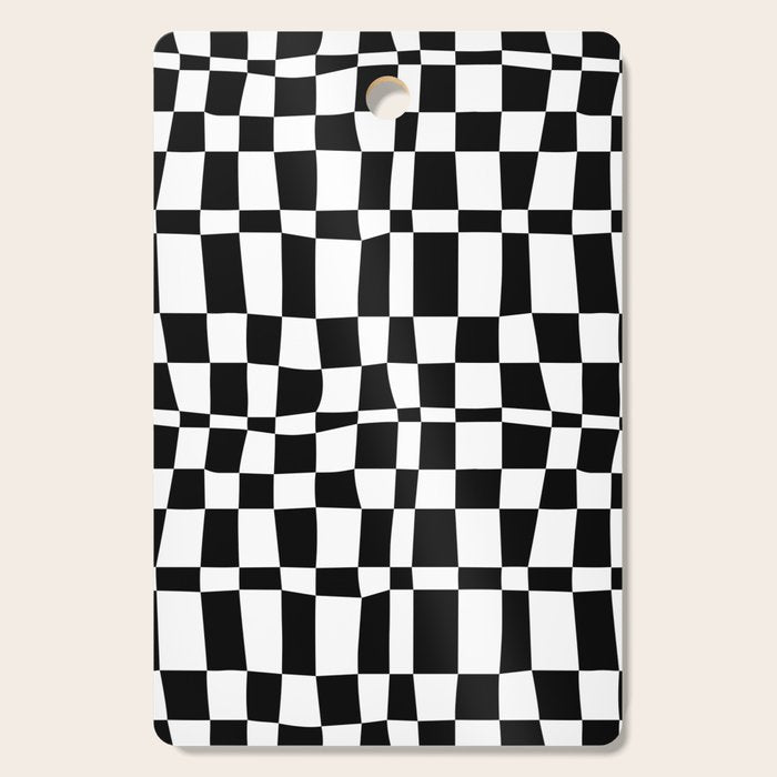 Retro black and white chackered pattern  Cutting Board Gallery Image 1