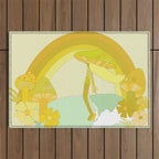 Mushy mushroom longboard surf retro floral daydreams by surfy birdy Outdoor Rug Gallery Image 1
