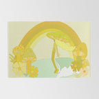 Mushy mushroom longboard surf retro floral daydreams by surfy birdy Rug Gallery Image 2