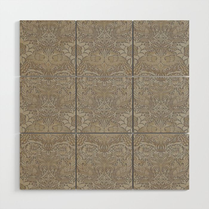 William Morris Peacock and Dragon Pebble Stone Wood Wall Art Gallery Image 1