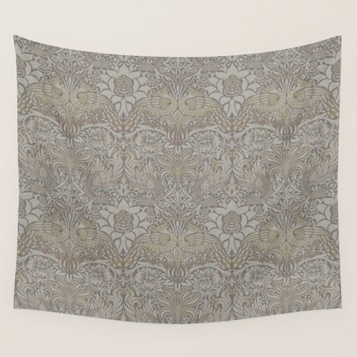 William Morris Peacock and Dragon Pebble Stone Wall Tapestry Gallery Image 4