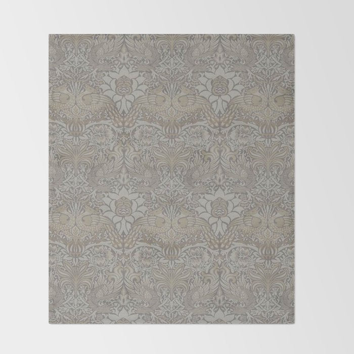 William Morris Peacock and Dragon Pebble Stone Throw Blanket Gallery Image 2