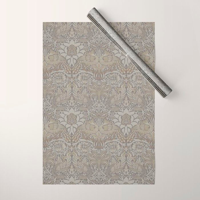William Morris Peacock and Dragon Pebble Stone Wrapping Paper Gallery Image 1