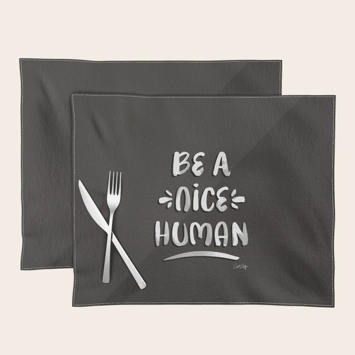 Be a Nice Human - White Type on Black Palette Placemat Gallery Image 1