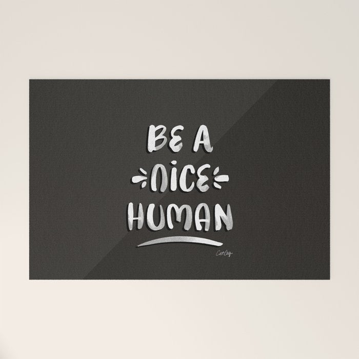 Be a Nice Human - White Type on Black Palette Welcome Mat Gallery Image 1