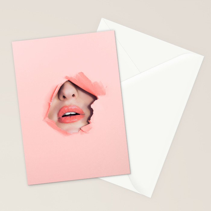 Her lips - coral Stationery Card Gallery Image 2