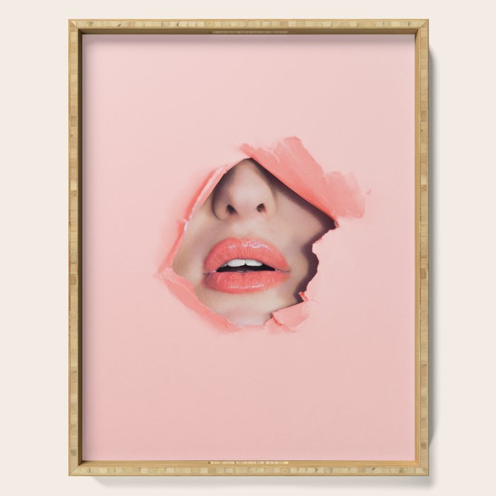 Her lips - coral Serving Tray Gallery Image 1