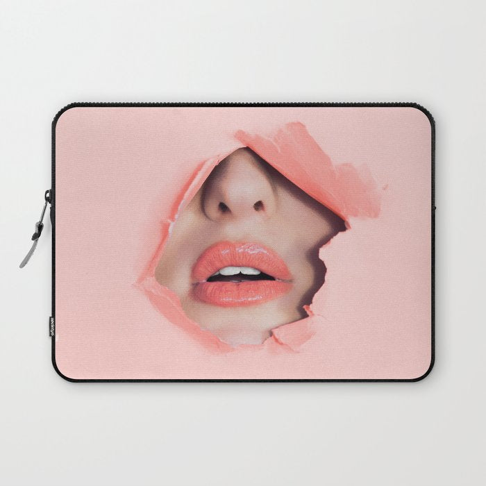 Her lips - coral Laptop Sleeve Gallery Image 1