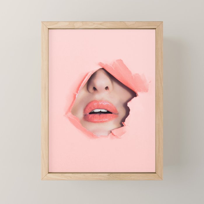 Her lips - coral Mini Art Print Gallery Image 1