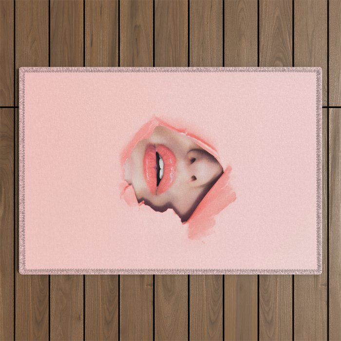 Her lips - coral Outdoor Rug Gallery Image 1