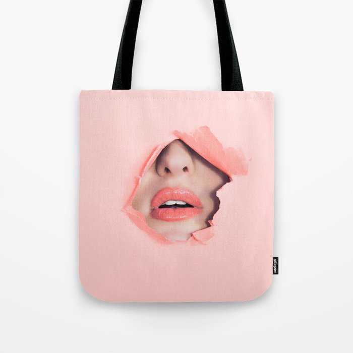 Her lips - coral Tote Bag Gallery Image 1
