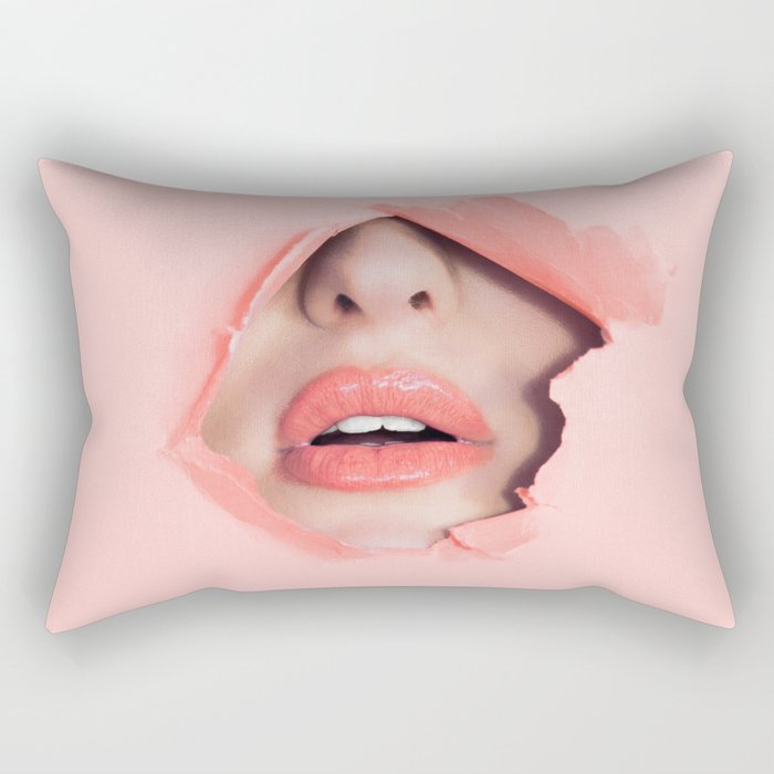 Her lips - coral Rectangular Pillow Gallery Image 2