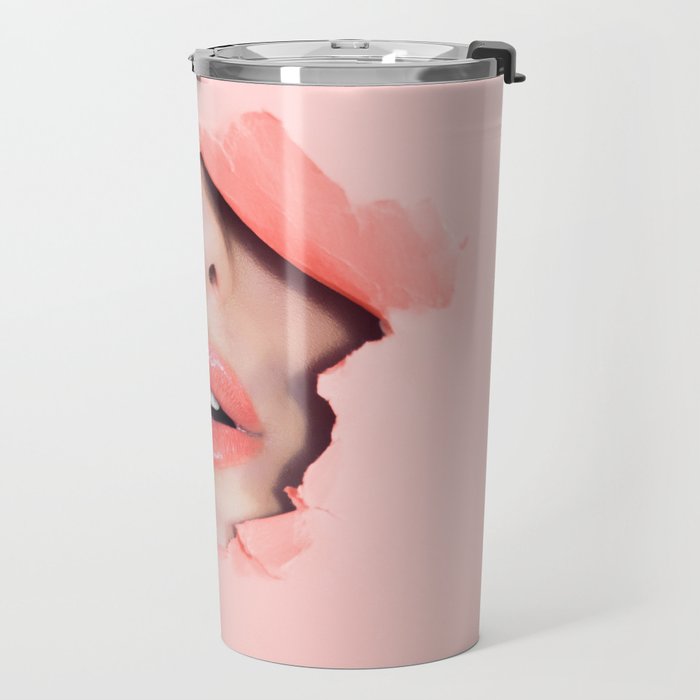Her lips - coral Travel Mug Gallery Image 2