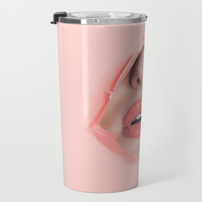 Her lips - coral Travel Mug Gallery Image 3