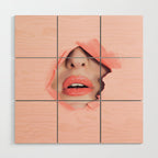 Her lips - coral Wood Wall Art Gallery Image 1