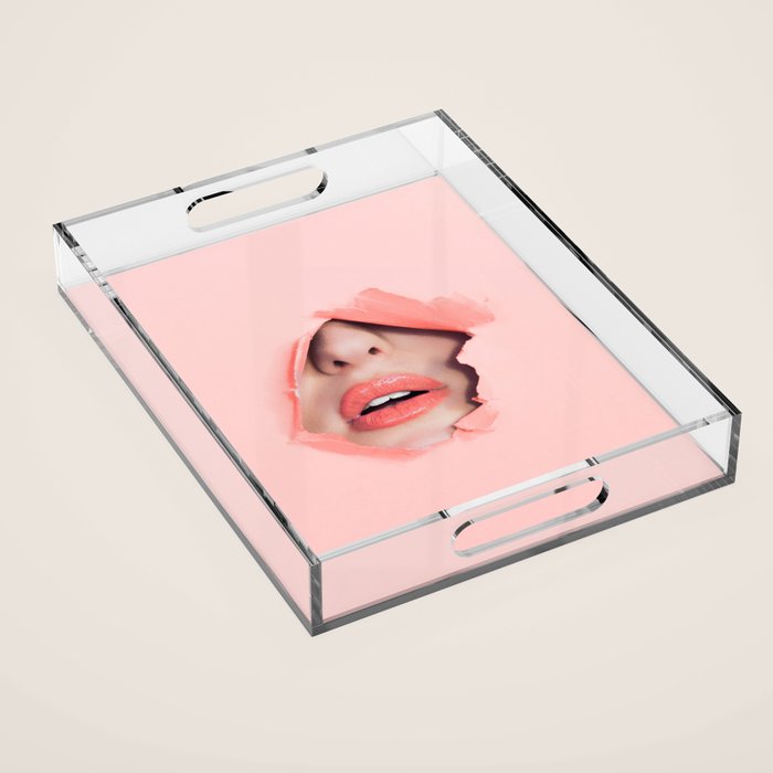 Her lips - coral Acrylic Tray Gallery Image 1