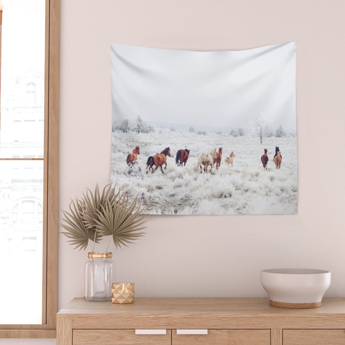 Winter Horses Wall Tapestry Gallery Image 2