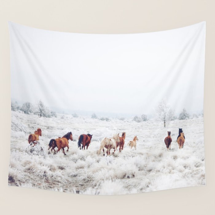 Winter Horses Wall Tapestry Gallery Image 4