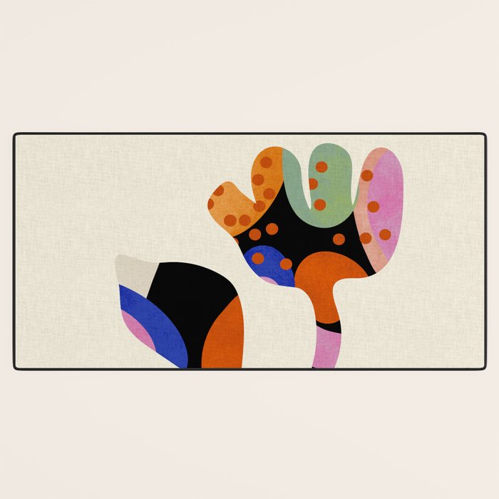 abstract whimsical flower minimal Desk Mat Gallery Image 3