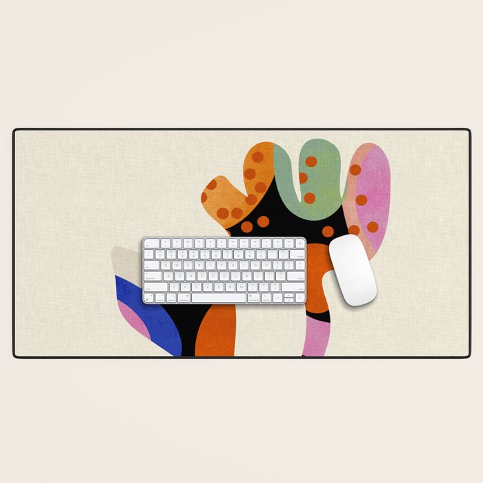 abstract whimsical flower minimal Desk Mat Gallery Image 1