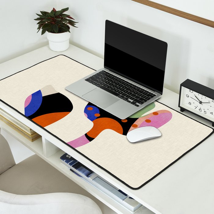 abstract whimsical flower minimal Desk Mat Gallery Image 2