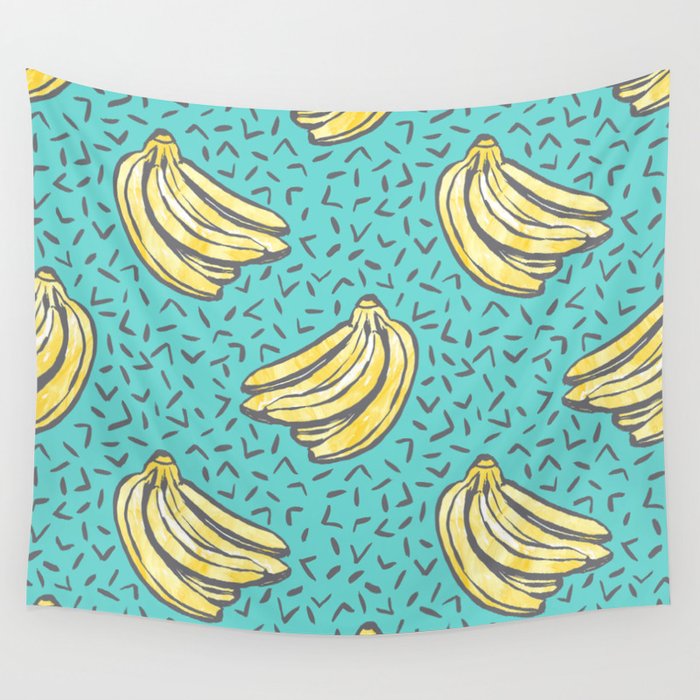 Go Bananas! (teal) Wall Tapestry Gallery Image 4