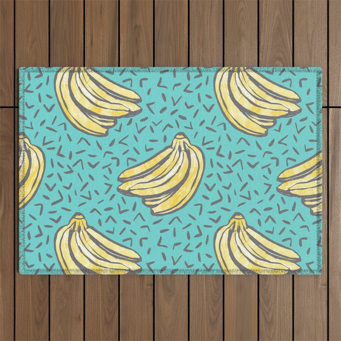 Go Bananas! (teal) Outdoor Rug Gallery Image 1