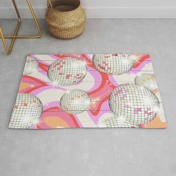 Groovy Party disco ball pink Rug Gallery Image 1