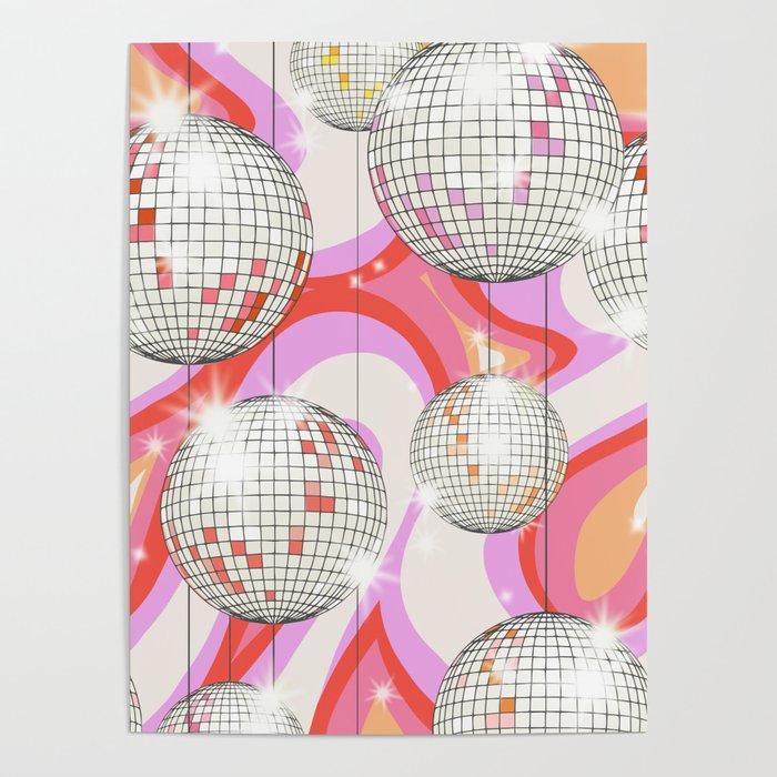 Groovy Party disco ball pink Poster Gallery Image 4