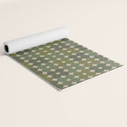 Retro Flower Geometric Pattern in Green Tones Yoga Mat Gallery Image 2