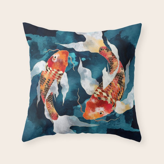 Metallic Koi II Throw Pillow Gallery Image 6