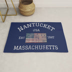 Nantucket Massachusetts Cape Cod American Flag USA Vintage Print Rug Gallery Image 1