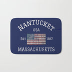Nantucket Massachusetts Cape Cod American Flag USA Vintage Print Bath Mat Gallery Image 1