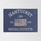 Nantucket Massachusetts Cape Cod American Flag USA Vintage Print Rug Gallery Image 2