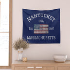 Nantucket Massachusetts Cape Cod American Flag USA Vintage Print Wall Tapestry Gallery Image 2