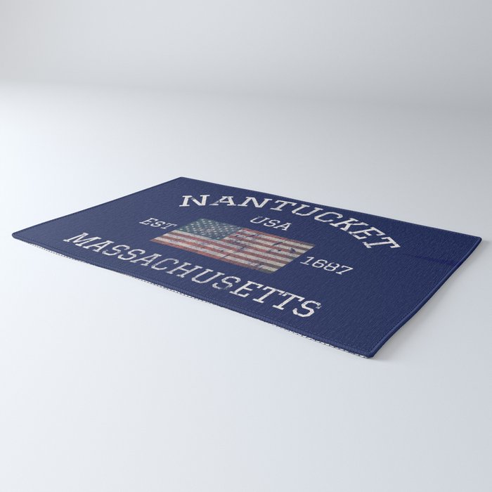 Nantucket Massachusetts Cape Cod American Flag USA Vintage Print Rug Gallery Image 3