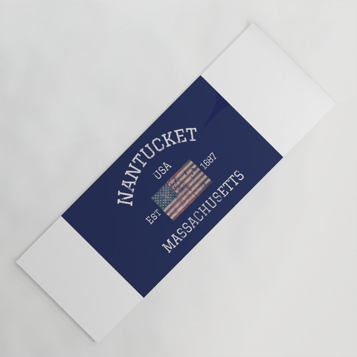Nantucket Massachusetts Cape Cod American Flag USA Vintage Print Yoga Mat Gallery Image 1