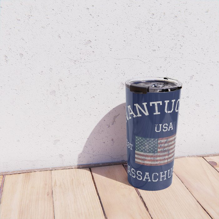 Nantucket Massachusetts Cape Cod American Flag USA Vintage Print Travel Mug Gallery Image 4