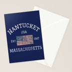 Nantucket Massachusetts Cape Cod American Flag USA Vintage Print Stationery Card Gallery Image 2