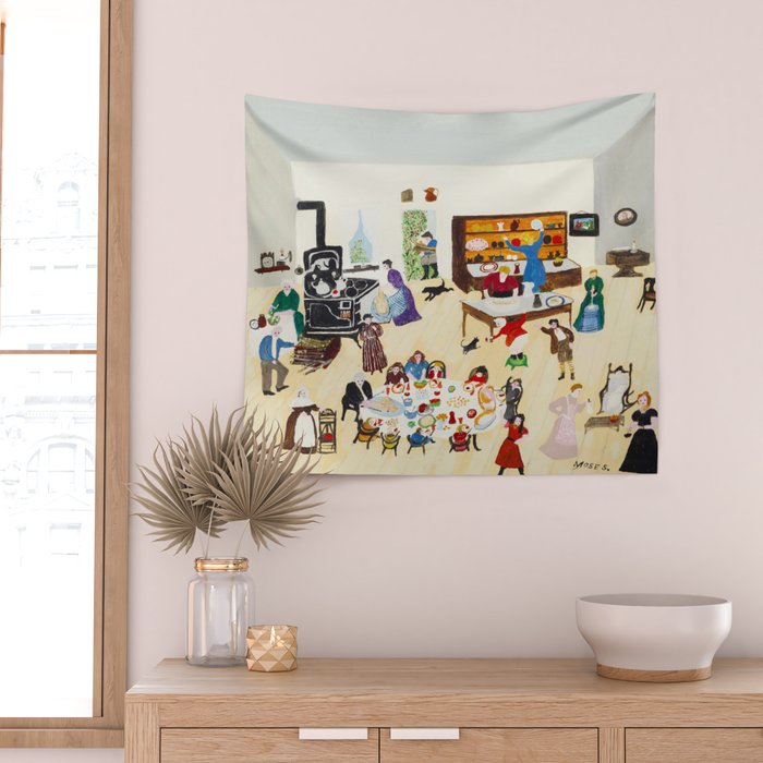 Anna Mary Robertson 'Grandma' Moses Thanksgiving American Folk Art Wall Tapestry Gallery Image 2