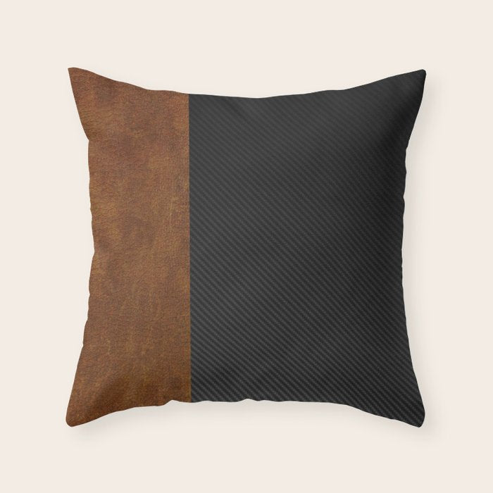 Carbon Leather Mix Throw Pillow