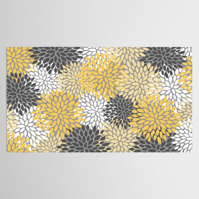 Modern Elegant Chic Floral Pattern, Soft Yellow, Gray, White Tablecloth Gallery Image 2