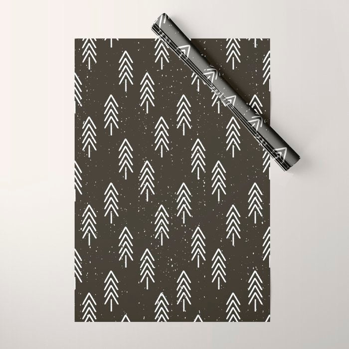 Pine Trees . Charcoal Wrapping Paper Gallery Image 1