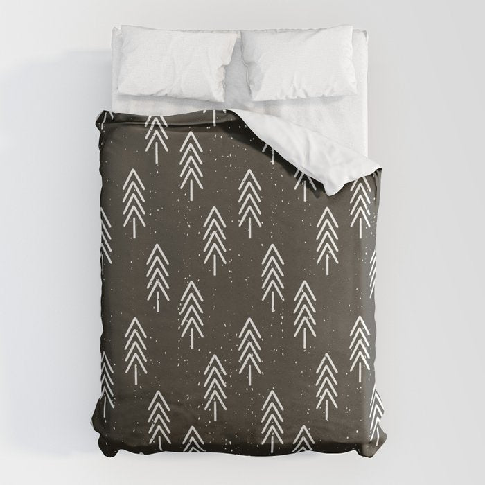 Pine Trees . Charcoal Duvet Cover Gallery Image 1