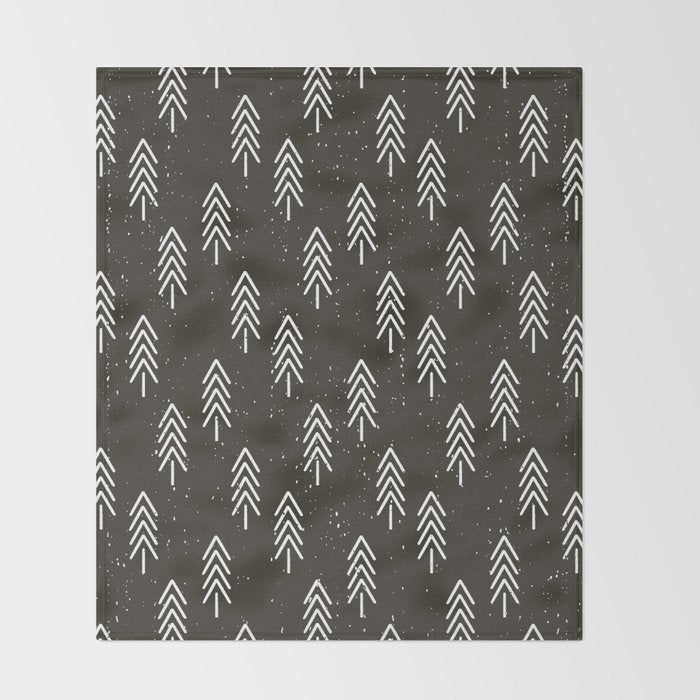 Pine Trees . Charcoal Throw Blanket Gallery Image 2